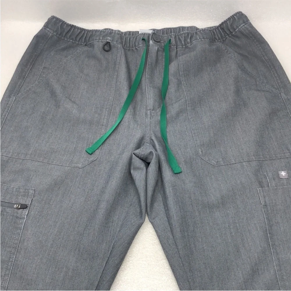 Figs Scrub Pants Gray Technical Collection Cargo Green Drawstring Men’s Size M
